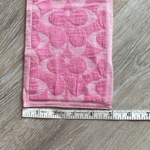 NWOT Coach Vintage Pink Logo and Stripes Skinny Scarf, 100% Merino Wool - Picture 4 of 5